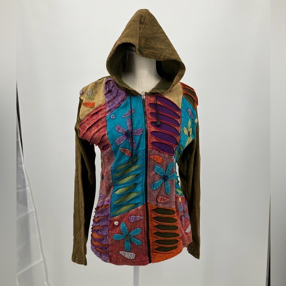 Boho Colorful Hippie Distressed Hoodie